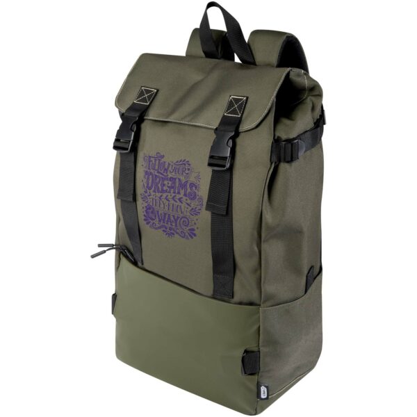 Roam GRS recycled modular backpack – Green with logo