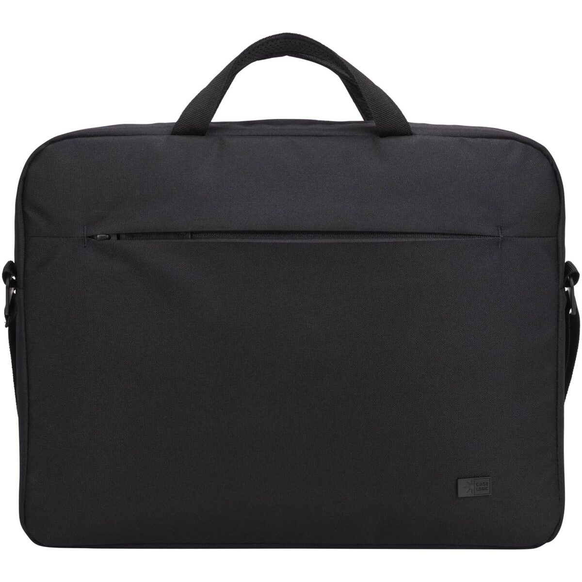 Case Logic Invigo 15.6" recycled laptop bag – Solid black front view