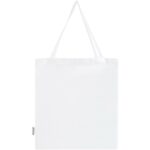 Madras 140 g/m² GRS recycled cotton gusset tote bag – White back view