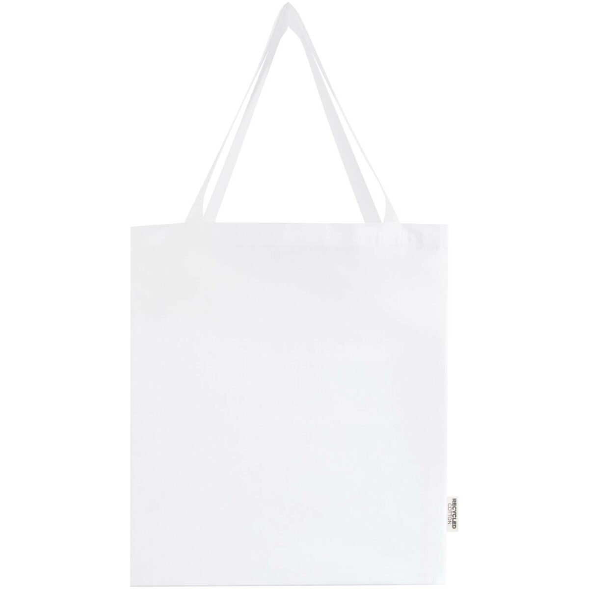 Madras 140 g/m² GRS recycled cotton gusset tote bag – White front view