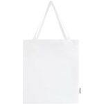 Madras 140 g/m² GRS recycled cotton gusset tote bag – White front view