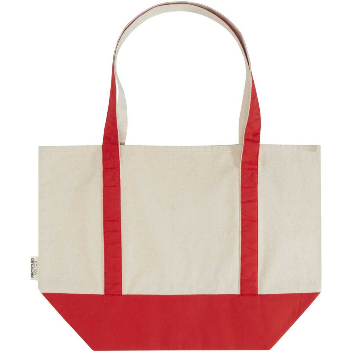 Sam 320 g/m² GRS recycled cotton tote bag – Red back view