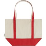 Sam 320 g/m² GRS recycled cotton tote bag – Red back view