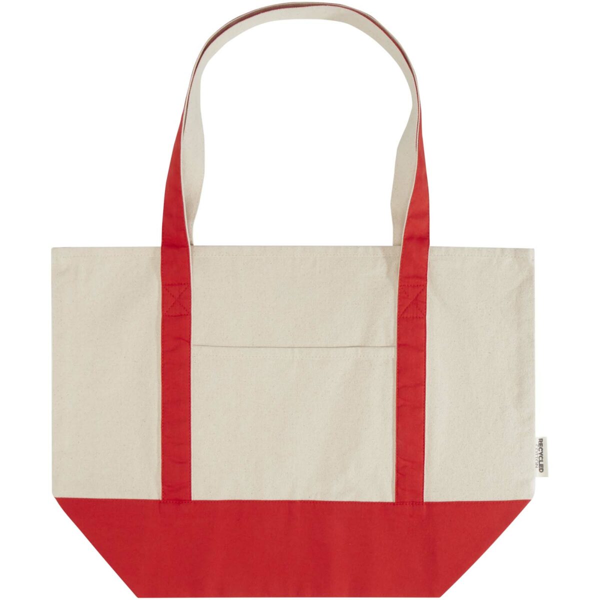 Sam 320 g/m² GRS recycled cotton tote bag – Red front view