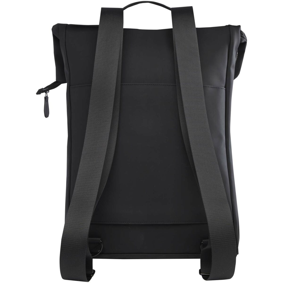 Turner 15.6" GRS recycled roll-top laptop backpack 12L – Solid black back view