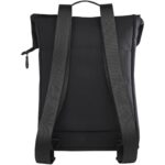 Turner 15.6" GRS recycled roll-top laptop backpack 12L – Solid black back view