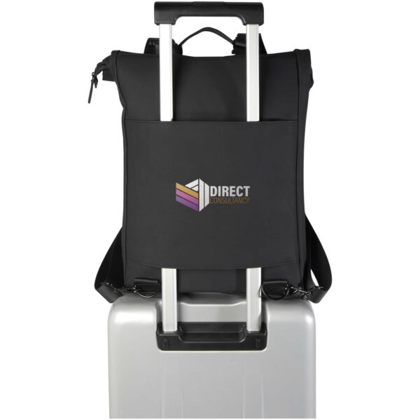 Turner 15.6" GRS recycled roll-top laptop backpack 12L – Solid black with logo