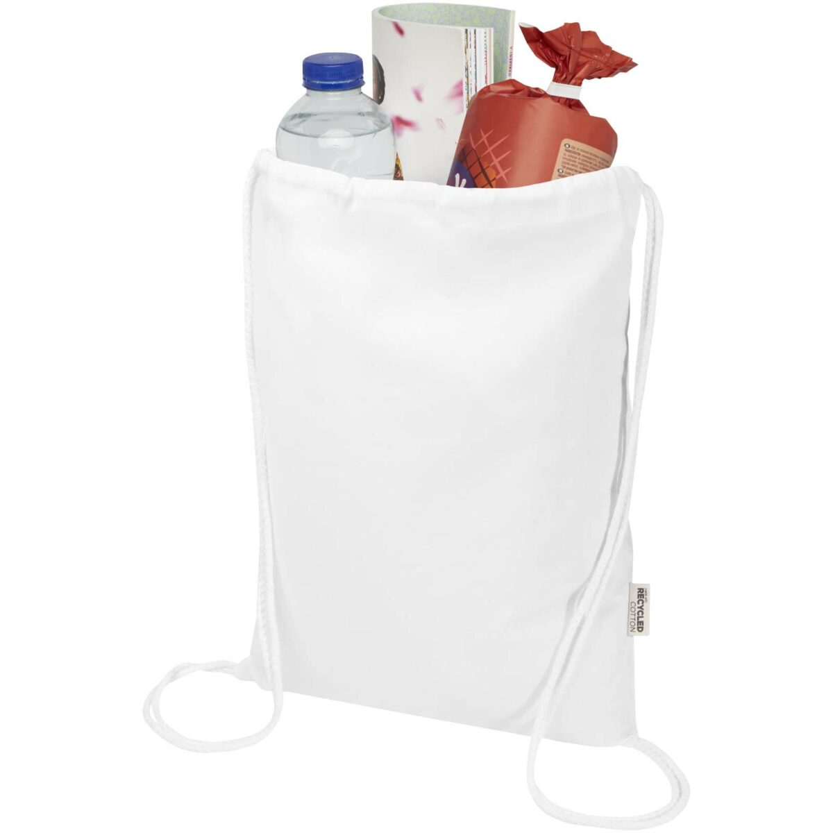 Oregon Blend 140 g/m² GRS recycled drawstring bag 5L – White extra view