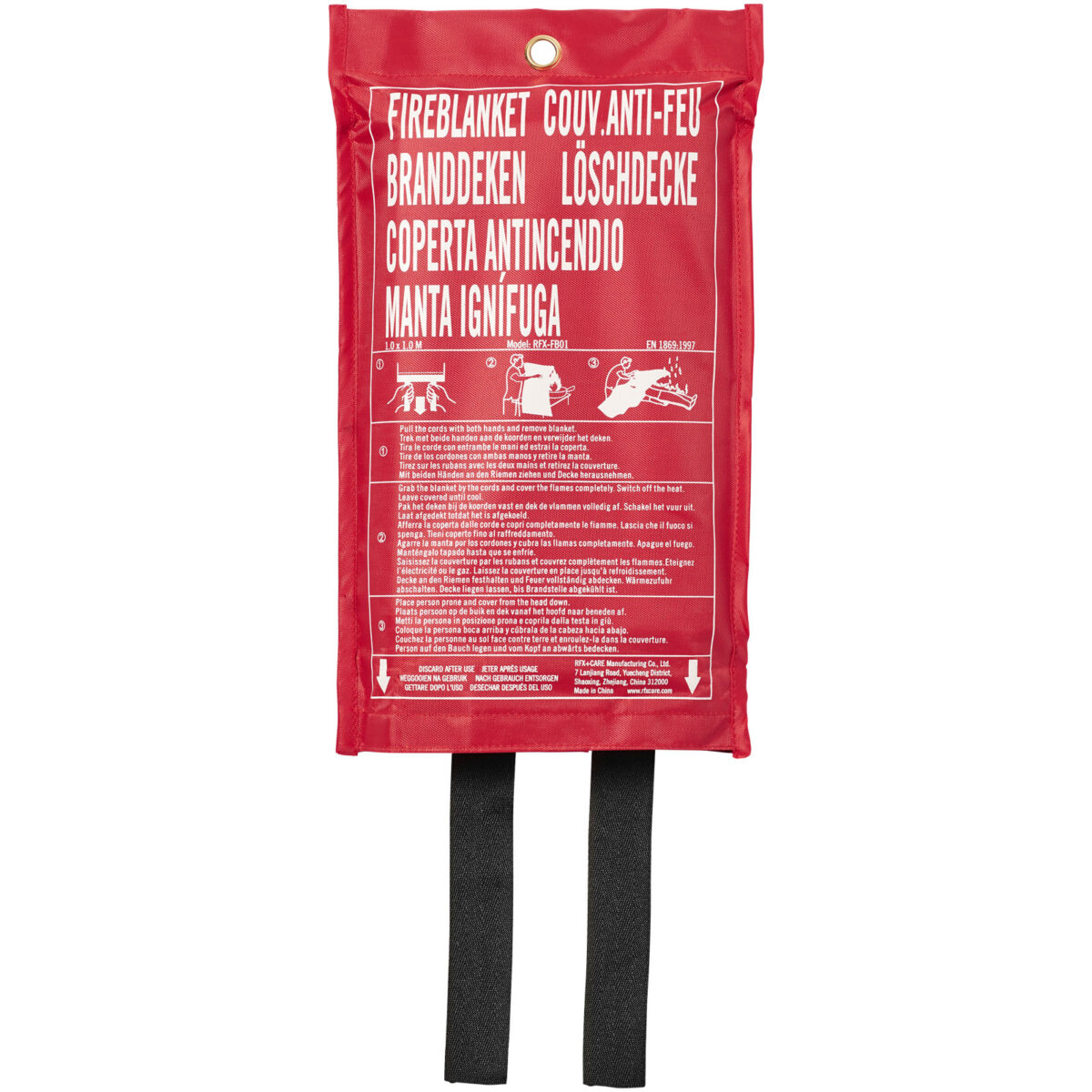 Margrethe emergency fire blanket – Red front view