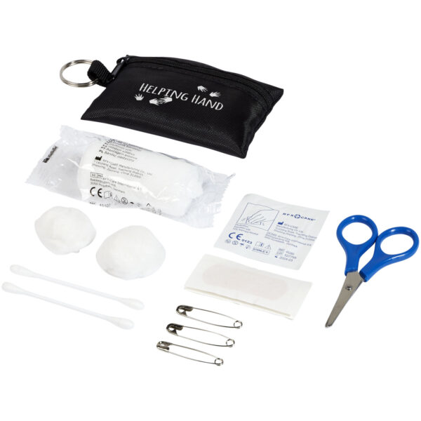Valdemar 16-piece first aid keyring pouch – Solid black with logo
