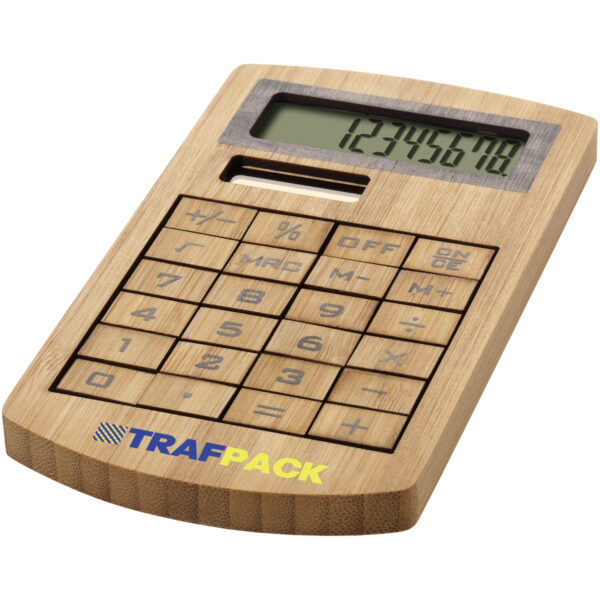 Eugene calculator made of bamboo – Natural with logo