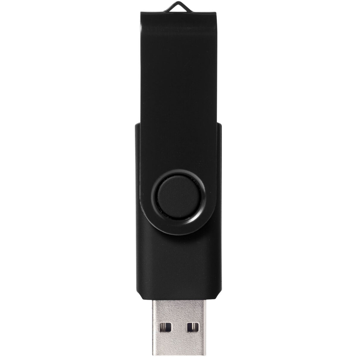 Rotate-metallic 4GB USB flash drive – Solid black front view