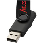 Rotate-metallic 4GB USB flash drive – Solid black with logo