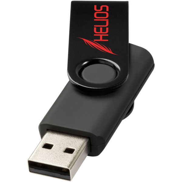 Rotate-metallic 4GB USB flash drive – Solid black with logo