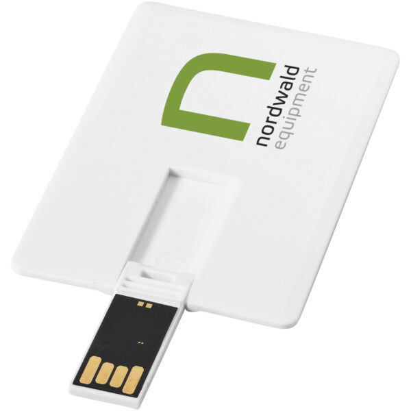 Slim card-shaped 2GB USB flash drive – White with logo
