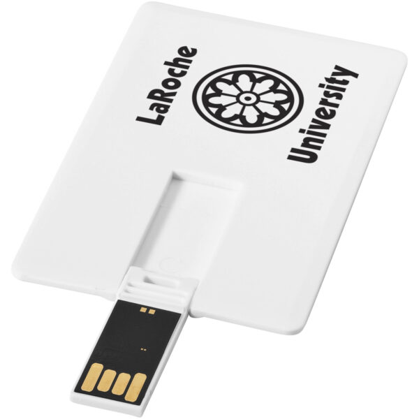 Slim card-shaped 4GB USB flash drive – White with logo