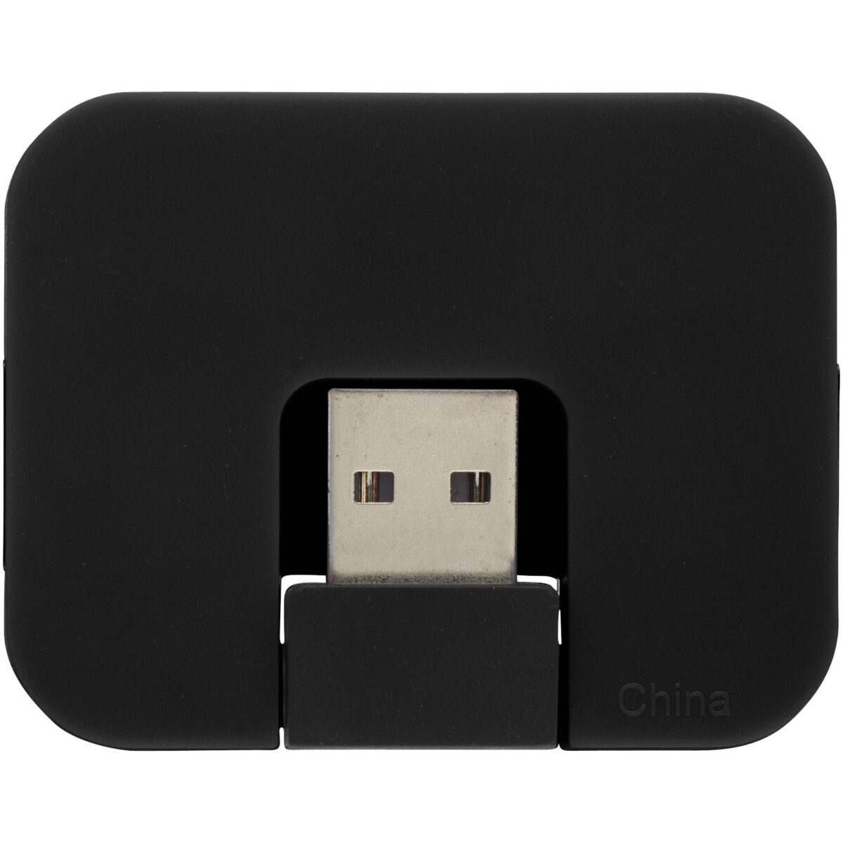 Gaia 4-port USB hub – Solid black back view