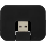 Gaia 4-port USB hub – Solid black back view