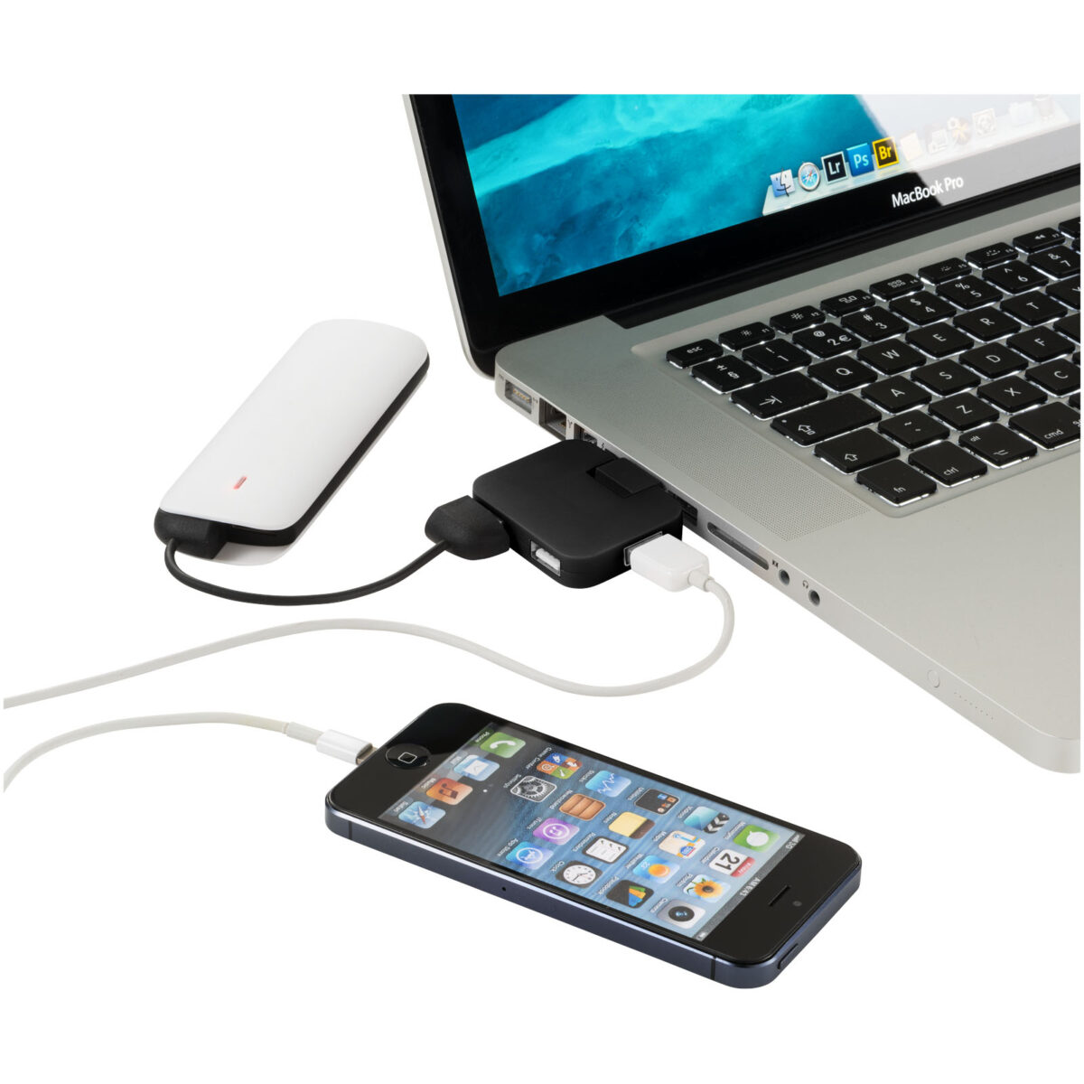 Gaia 4-port USB hub – Solid black extra view