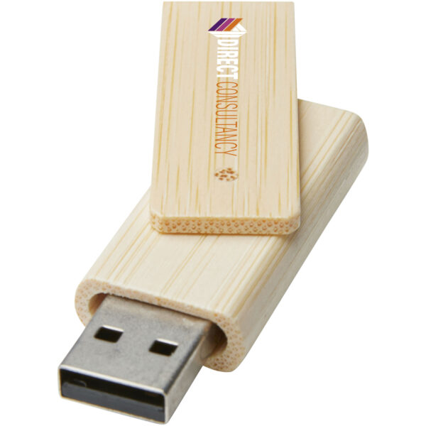 Rotate 16GB bamboo USB flash drive – Beige with logo