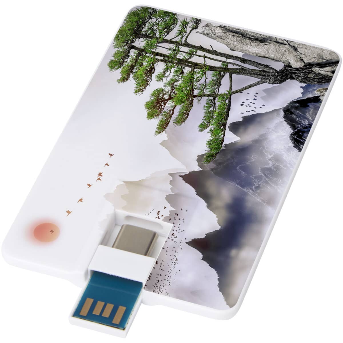 Duo slim 32GB USB drive with Type-C and USB-A 3.0 – White with logo