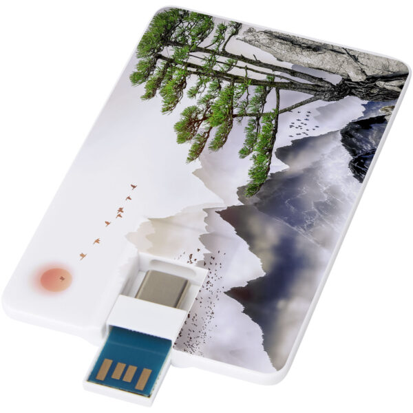 Duo slim 32GB USB drive with Type-C and USB-A 3.0 – White with logo