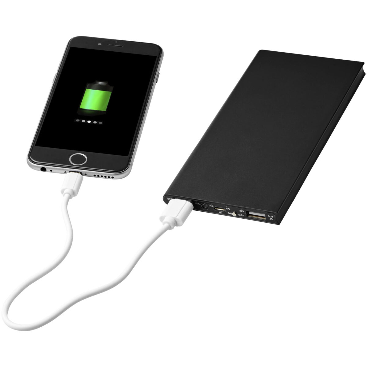 Plate 8000 mAh aluminium power bank – Solid black extra view