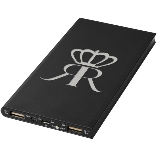 Plate 8000 mAh aluminium power bank – Solid black with logo