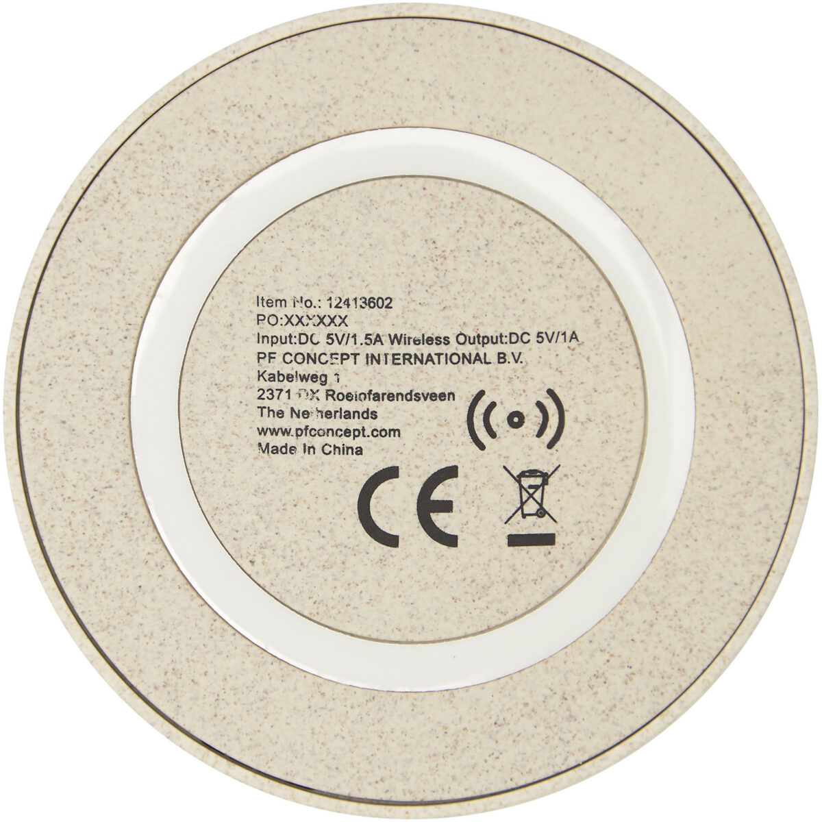 Naka 5W wheat straw wireless charging pad – Beige back view