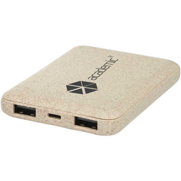 Asama 5000 mAh wheat straw power bank – Beige with logo