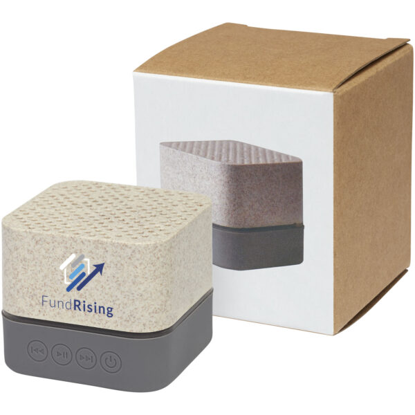 Aira wheat straw Bluetooth® speaker – Beige with logo
