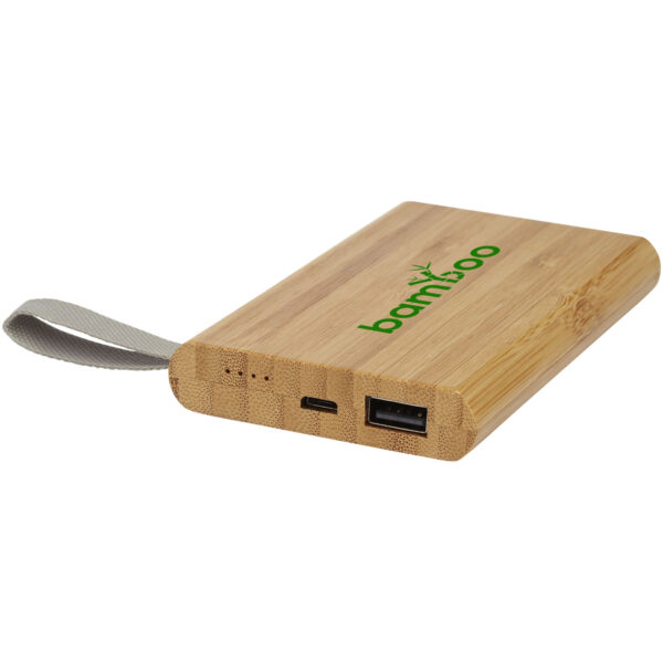 Tulda 5000 mAh bamboo power bank – Natural with logo