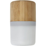 Aurea bamboo Bluetooth® speaker with light – Natural front view