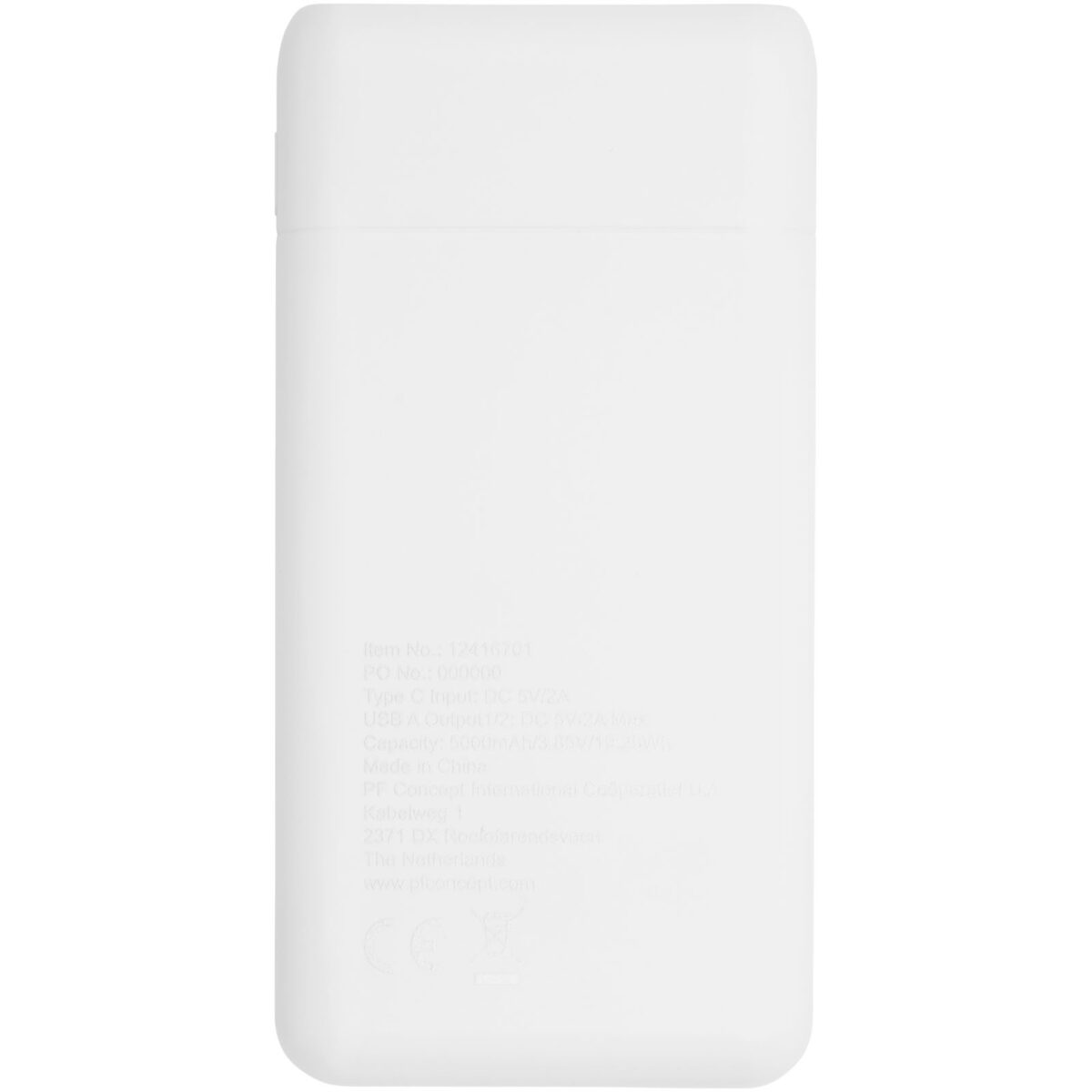 Odyssey 5000mAh high density power bank – White back view