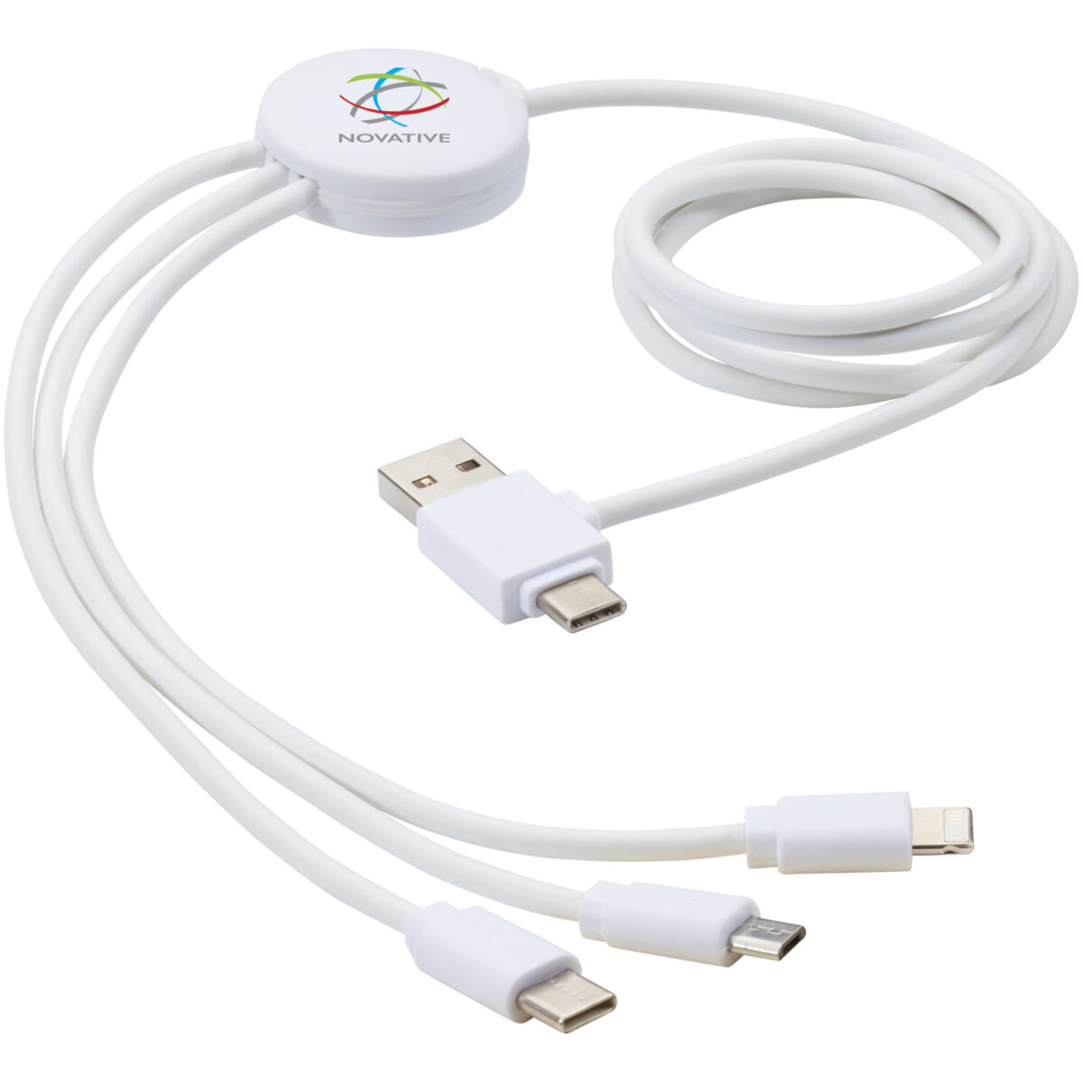 Pure 5-in-1 charging cable with antibacterial additive – White with logo