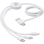 Pure 5-in-1 charging cable with antibacterial additive – White with logo