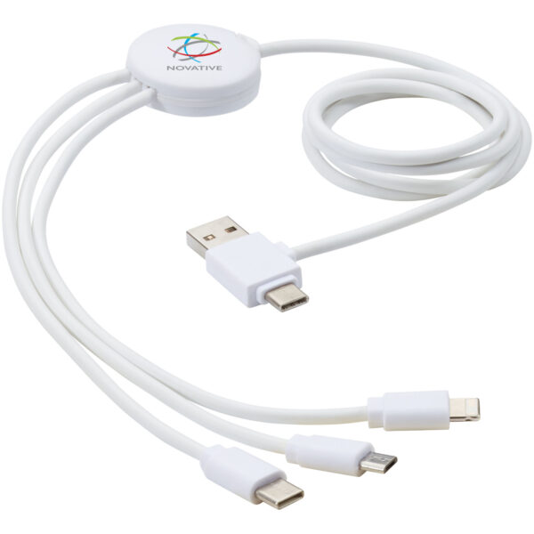 Pure 5-in-1 charging cable with antibacterial additive – White with logo