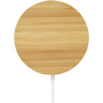 Atra 10W bamboo magnetic wireless charging pad – Beige front view