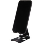 Rise foldable phone stand – Solid black with logo