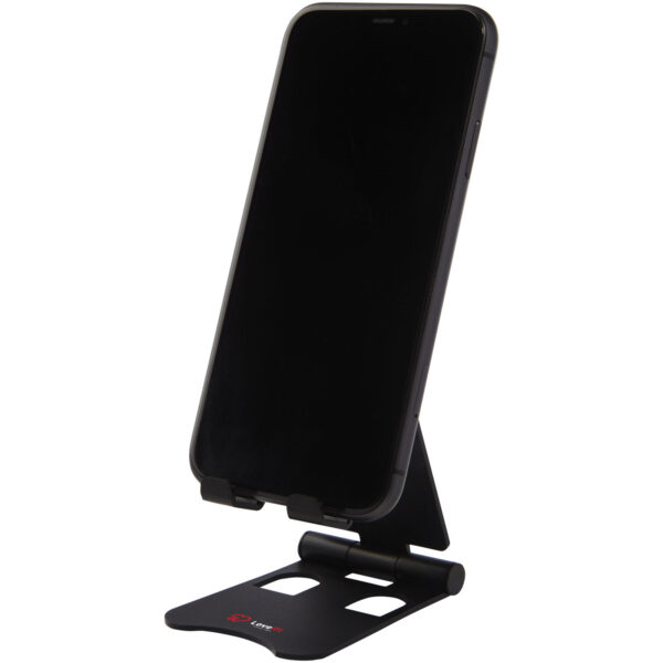 Rise foldable phone stand – Solid black with logo