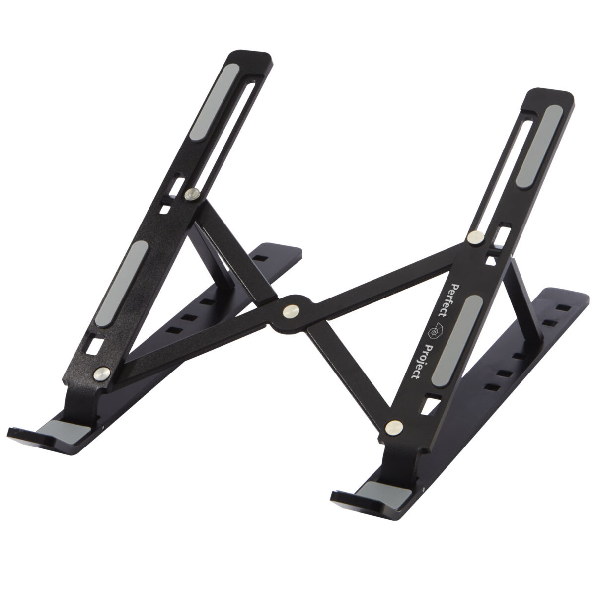 Rise foldable laptop stand – Solid black with logo
