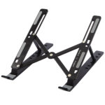 Rise foldable laptop stand – Solid black with logo