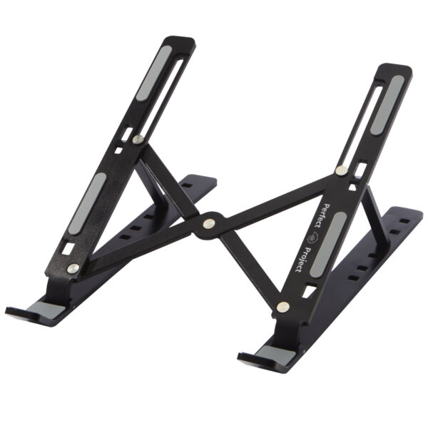 Rise foldable laptop stand – Solid black with logo