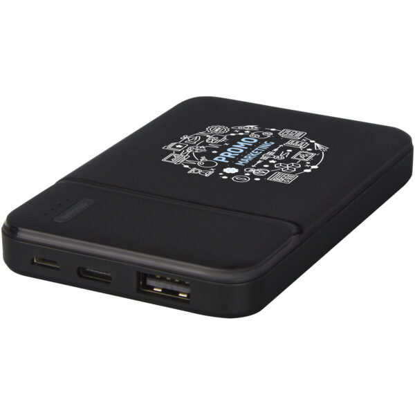 Loop 5000 mAh recycled plastic power bank – Solid black with logo