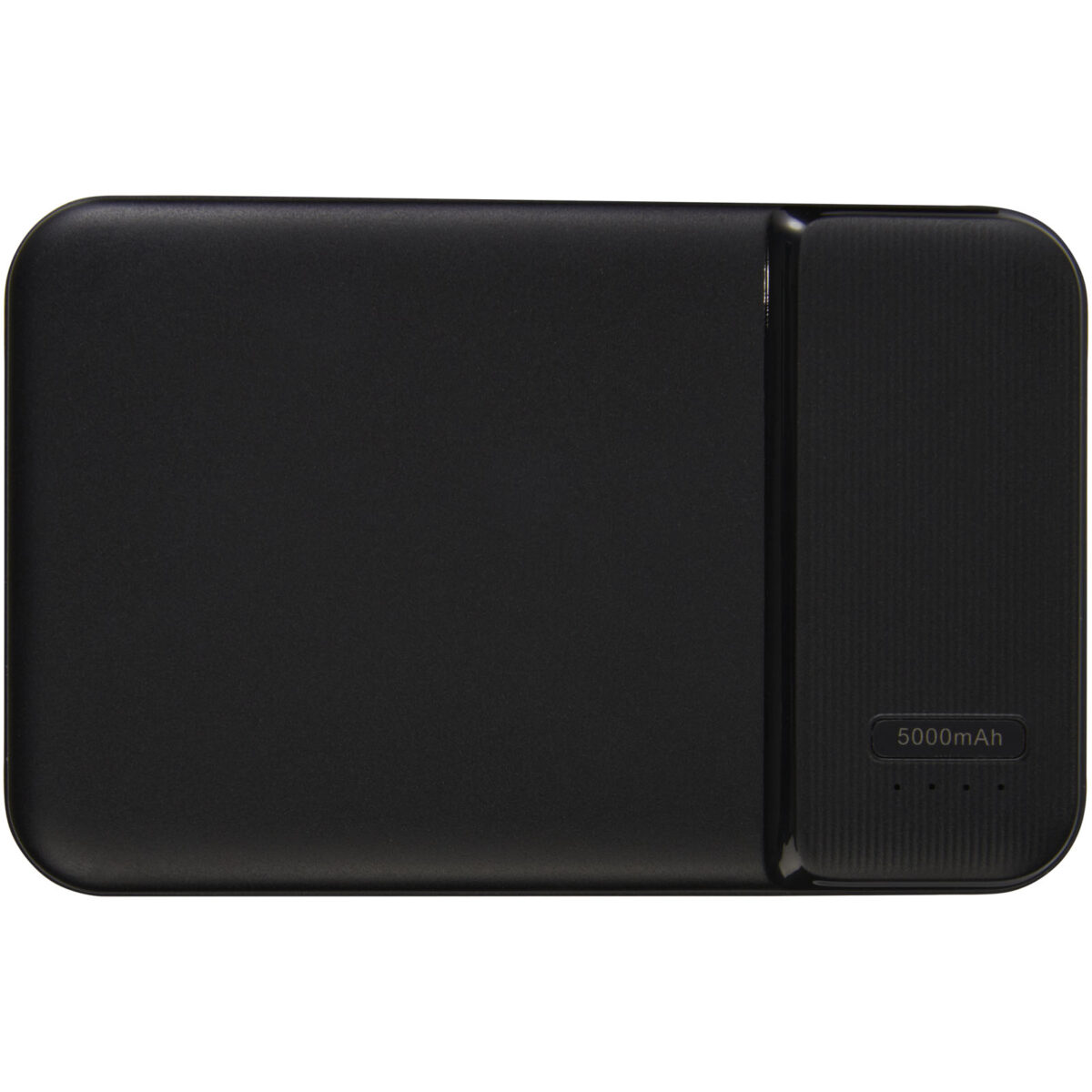 Loop 5000 mAh recycled plastic power bank – Solid black front view