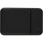 Loop 5000 mAh recycled plastic power bank – Solid black front view