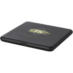 Loop 10W recycled plastic wireless charging pad – Solid black with logo
