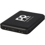 Gleam 5000 mAh ultra slim light-up power bank – Solid black with logo