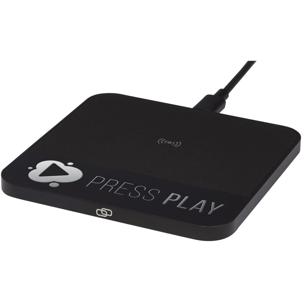 Hybrid 15W premium wireless charging pad – Solid black with logo