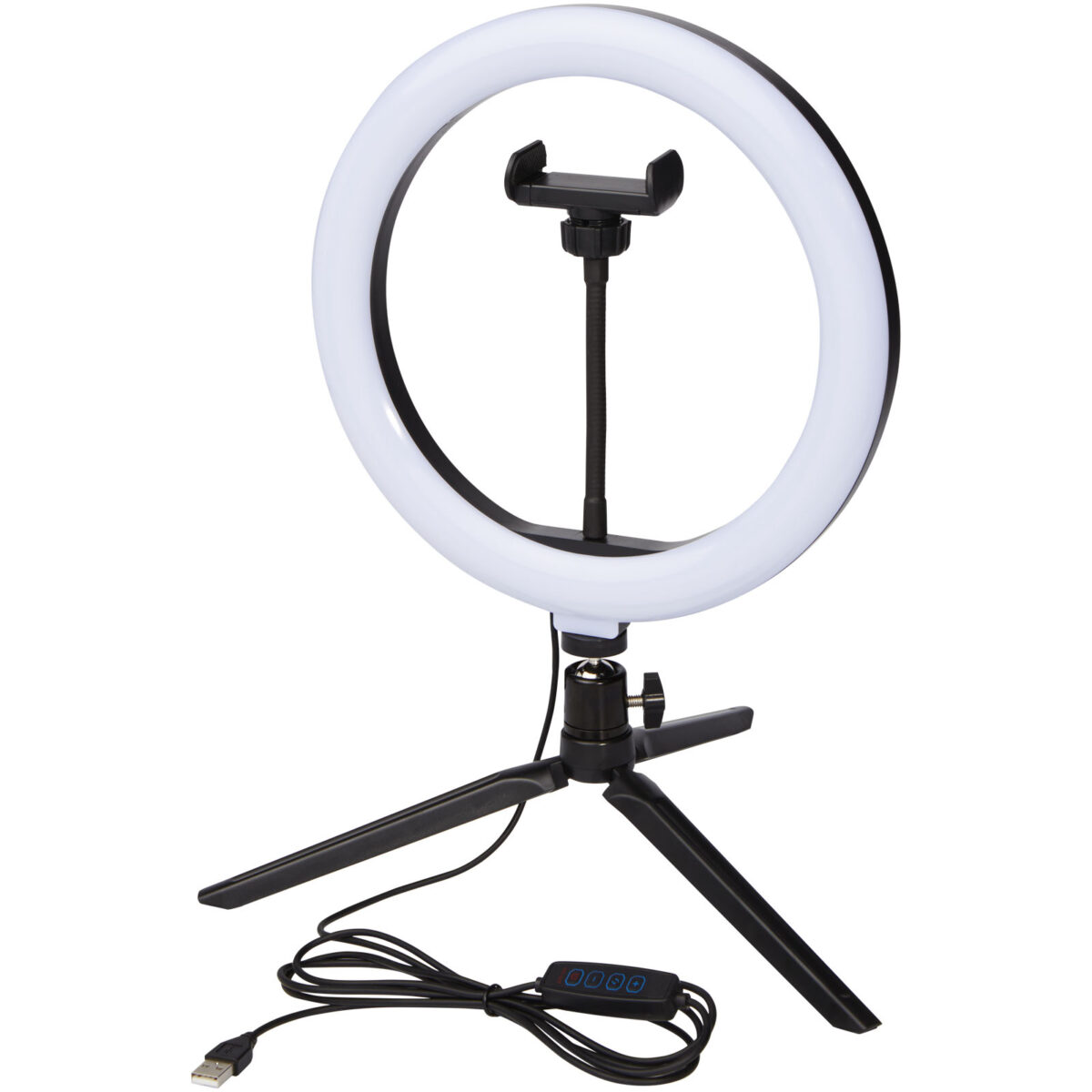 Studio ring light for selfies and vlogging with phone holder and tripod – Solid black extra view